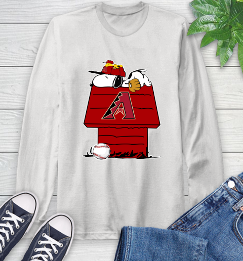 MLB Arizona Diamondbacks Snoopy Woodstock The Peanuts Movie Baseball T Shirt Long Sleeve T-Shirt