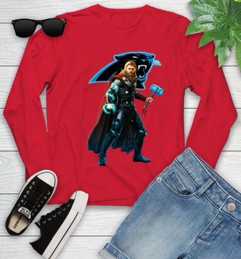 NFL Thor Avengers Endgame Football Carolina Panthers Youth Long Sleeve 11