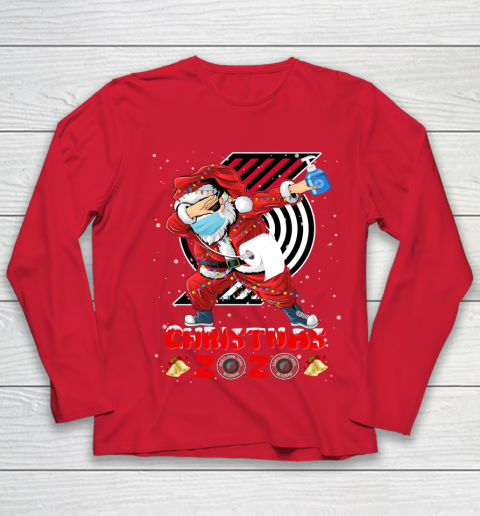 Portland Trail Blazers Funny Santa Claus Dabbing Christmas 2020 NBA Youth Long Sleeve 8