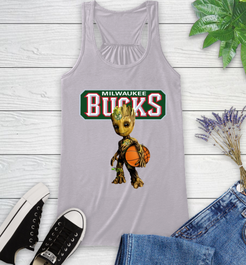 Milwaukee Bucks NBA Basketball Groot Marvel Guardians Of The Galaxy Racerback Tank 5