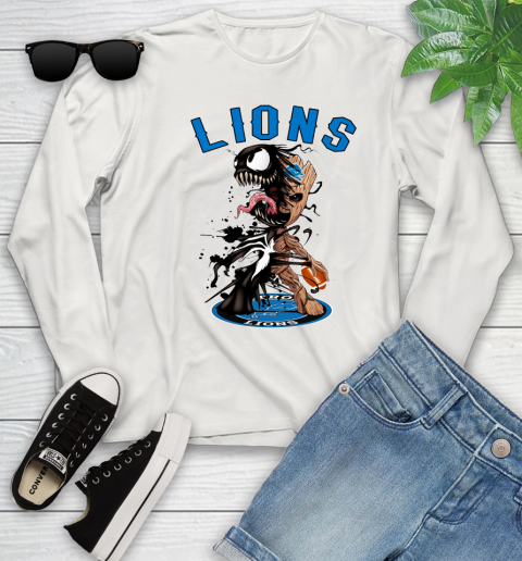 NFL Detroit Lions Football Venom Groot Guardians Of The Galaxy Youth Long Sleeve 12
