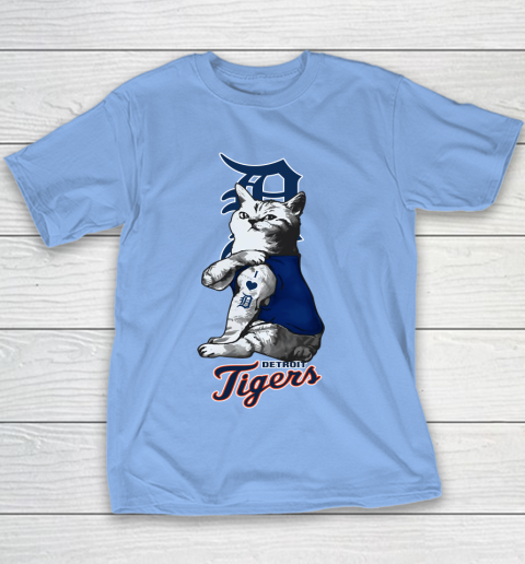 MLB Baseball My Cat Loves Detroit Tigers Youth T-Shirt 8