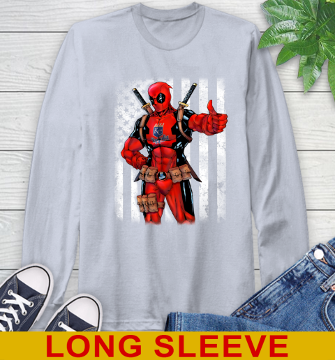 MLB Baseball Kansas City Royals Deadpool American Flag Shirt Long Sleeve T-Shirt 6