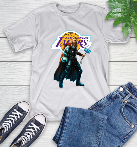 NBA Thor Avengers Endgame Basketball Los Angeles Lakers T-Shirt 12