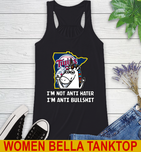 Minnesota Twins MLB Baseball Unicorn I'm Not Anti Hater I'm Anti Bullshit Racerback Tank 2