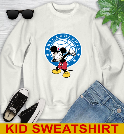 Philadelphia 76ers NBA Basketball Dabbing Mickey Disney Sports Youth Sweatshirt