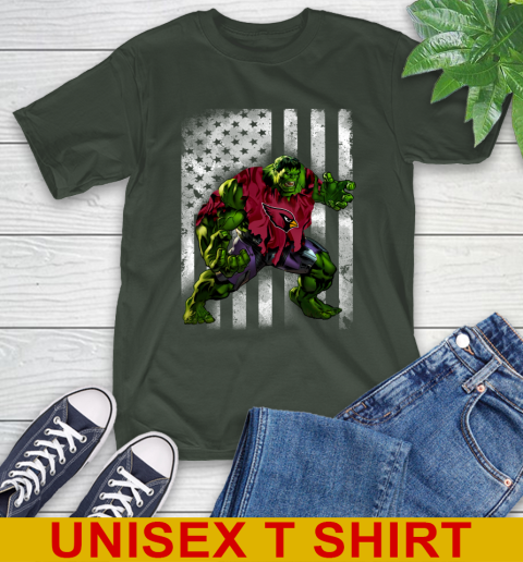 Arizona Cardinals Hulk Marvel Avengers NFL Football American Flag T-Shirt 6