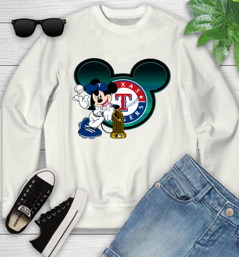MLB Texas Rangers The Commissioner's Trophy Mickey Mouse Disney Youth Sweatshirt