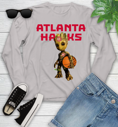 Atlanta Hawks NBA Basketball Groot Marvel Guardians Of The Galaxy Youth Long Sleeve 12