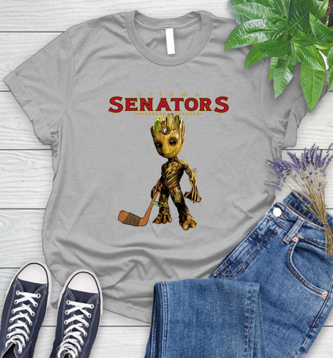 Ottawa Senators NHL Hockey Groot Marvel Guardians Of The Galaxy Women's T-Shirt 5