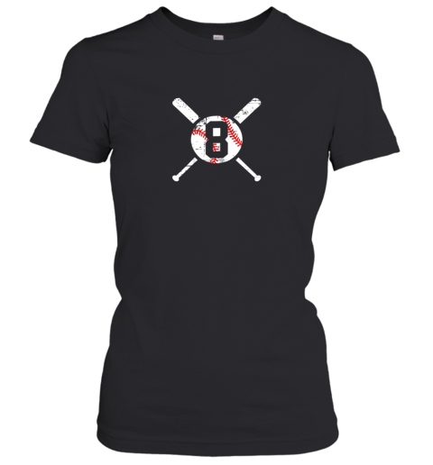 Baseball Number 8 Eight Shirt Distressed Softball Apparel Women's T-Shirt