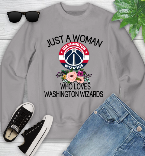 NBA Just A Woman Who Loves Washington Wizards Basketball Sports Youth Sweatshirt 2