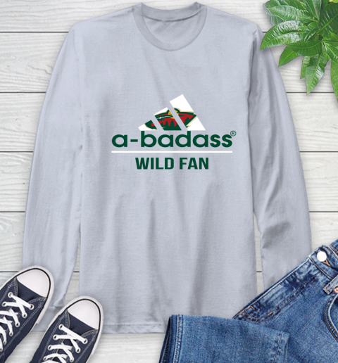 NHL A Badass Minnesota Wild Fan Adidas Hockey Sports Long Sleeve T-Shirt 7 NHL A Badass Minnesota Wild Fan Adidas Hockey Sports Long Sleeve T-Shirt - Image 7