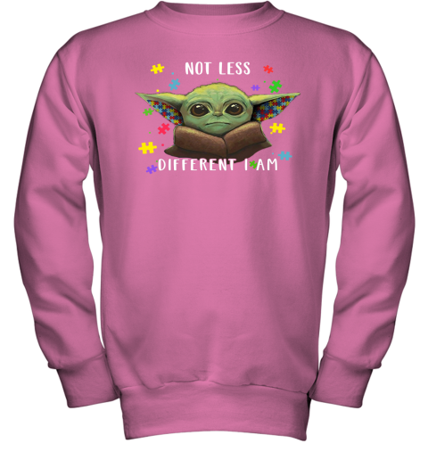 rsd8 not less different i am baby yoda autism awareness shirts youth sweatshirt 47 front safety pink