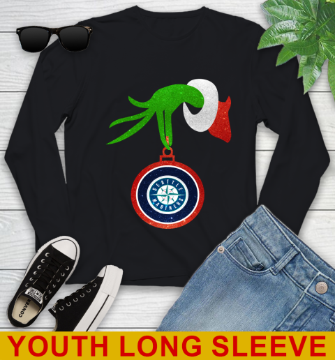 Seattle Mariners Grinch Merry Christmas MLB Baseball Youth Long Sleeve 2