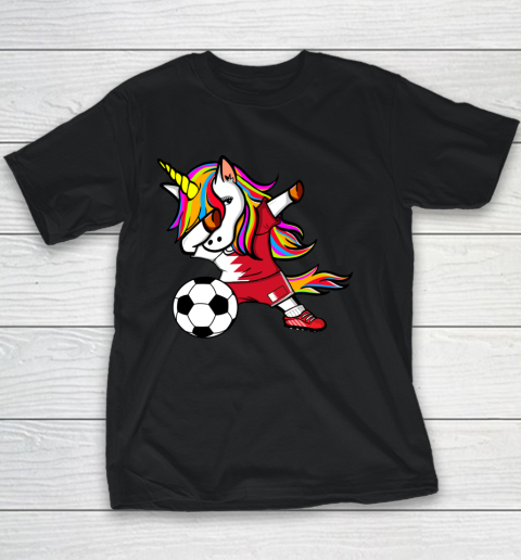 Dabbing Unicorn Bahrain Football Bahraini Flag Soccer Youth T-Shirt