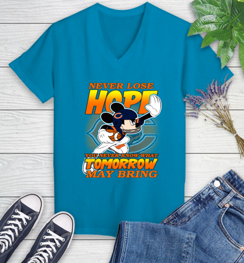 Chicago Bears NFL Football Mickey Disney Never Lose Hope Women's V-Neck T-Shirt 7