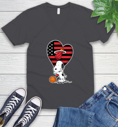 Miami Heat NBA Basketball The Peanuts Movie Adorable Snoopy V-Neck T-Shirt 5