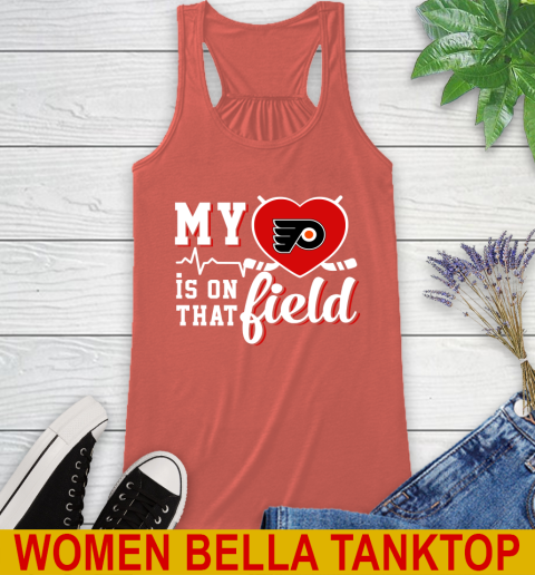 NHL My Heart Is On That Field Hockey Sports Philadelphia Flyers Racerback Tank 4 NHL My Heart Is On That Field Hockey Sports Philadelphia Flyers Racerback Tank - Image 4