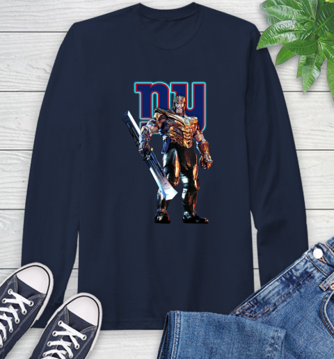 NFL Thanos Gauntlet Avengers Endgame Football New York Giants Long Sleeve T-Shirt 4
