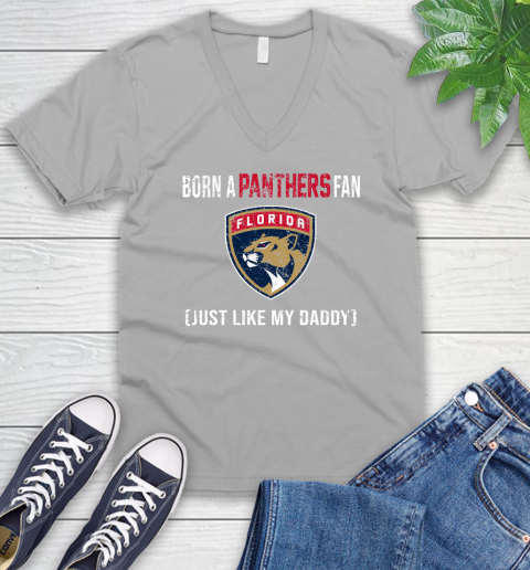 NHL Florida Panthers Hockey Loyal Fan Just Like My Daddy Shirt V-Neck T-Shirt 3