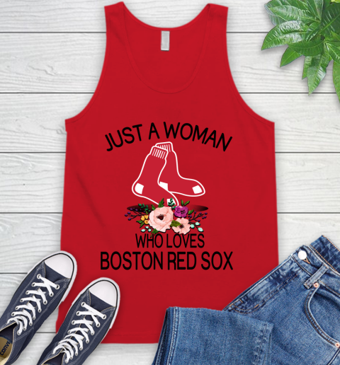 MLB Just A Woman Who Loves Boston Red Sox Baseball Sports Tank Top 4