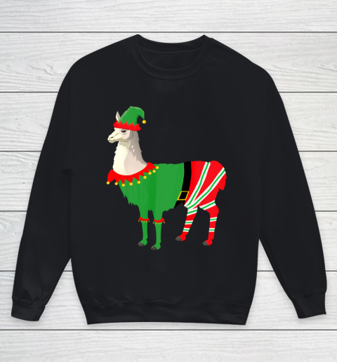 Llama in Elf costume Funny Llama Christmas Pajama Youth Sweatshirt
