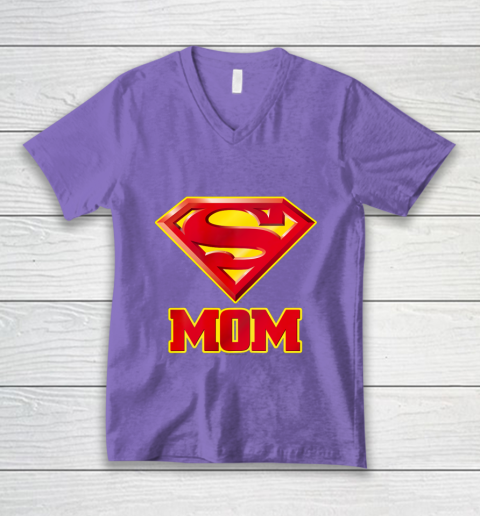 Super Mom Superman Logo V-Neck T-Shirt 9