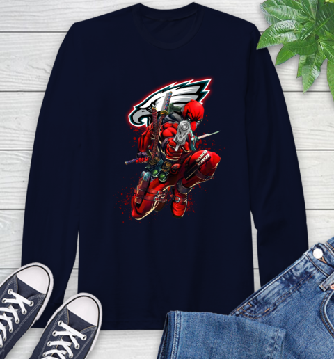 NFL Deadpool Marvel Comics Sports Football Philadelphia Eagles Long Sleeve T-Shirt 4