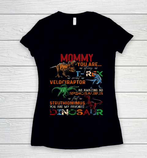 Mommy You Are As Strong As T Rex Funny Dinosaur Mother s Day Women's V-Neck T-Shirt