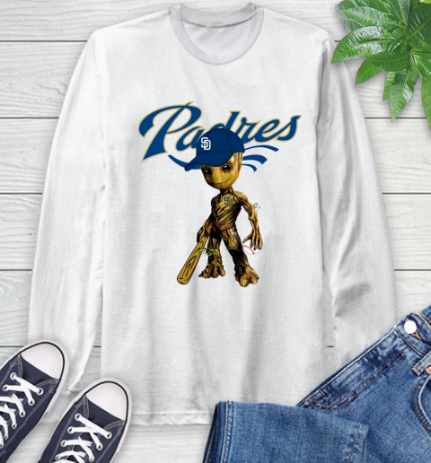 MLB San Diego Padres Groot Guardians Of The Galaxy Baseball Long Sleeve T-Shirt