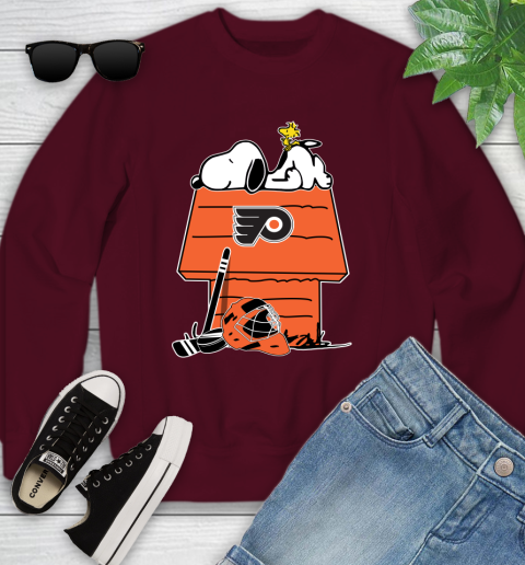 Philadelphia Flyers NHL Hockey Snoopy Woodstock The Peanuts Movie Youth Sweatshirt 5