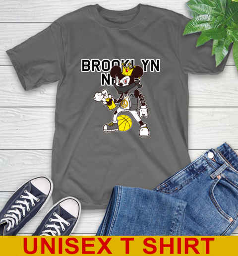 Brooklyn Nets NBA Basketball Mickey Peace Sign Sports T-Shirt - Image 9