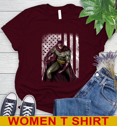 Colorado Avalanche NHL Hockey Batman DC American Flag Shirt Women's T-Shirt 6