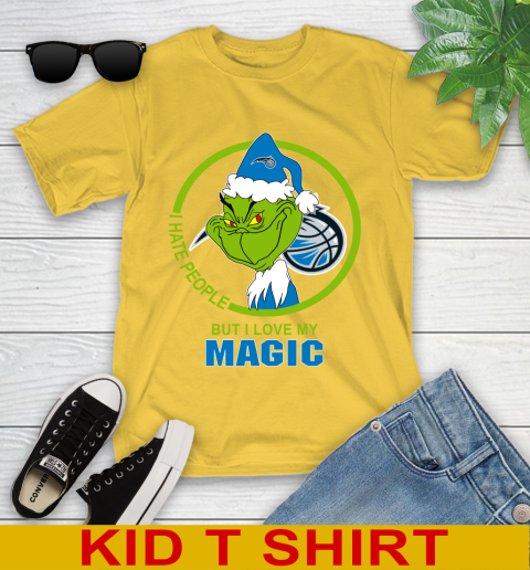 Orlando Magic NBA Christmas Grinch I Hate People But I Love My Favorite Basketball Team Youth T-Shirt 8