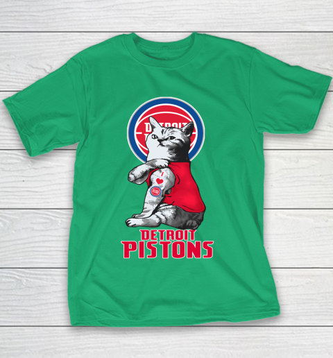 NBA Basketball My Cat Loves Detroit Pistons Youth T-Shirt 3