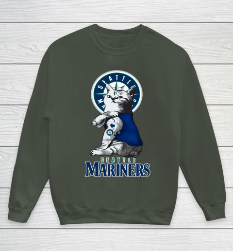 MLB Baseball My Cat Loves Seattle Mariners Youth Sweatshirt 8