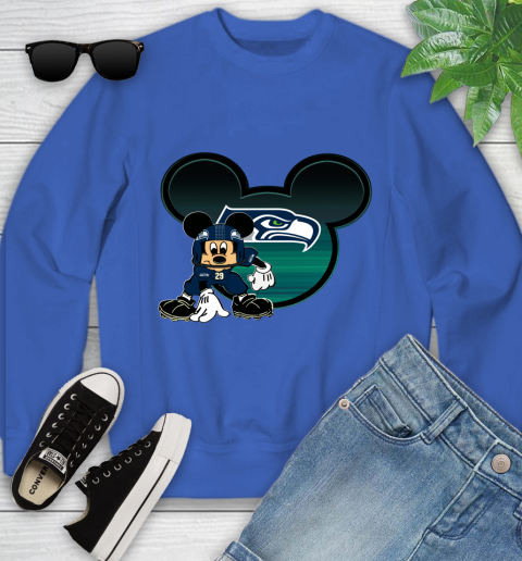 NFL Seattle Seahawks Mickey Mouse Disney Football T Shirt Youth Sweatshirt 8