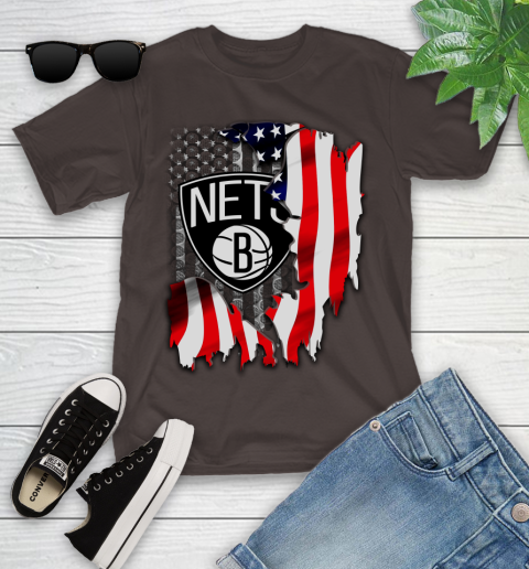 Brooklyn Nets NBA Basketball American Flag Youth T-Shirt 7
