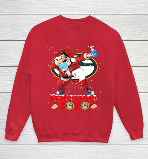 Green Bay Packers Funny Santa Claus Dabbing Christmas 2020 NFL Youth Sweatshirt 7