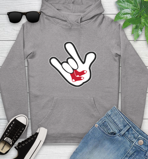 Boston Red Sox MLB Baseball Mickey Rock Hand Disney Youth Hoodie 6