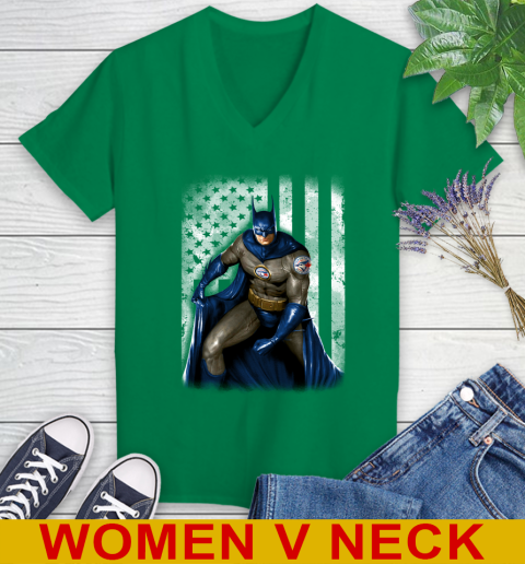 Toronto Blue Jays MLB Baseball Batman DC American Flag Shirt Women's V-Neck T-Shirt 5