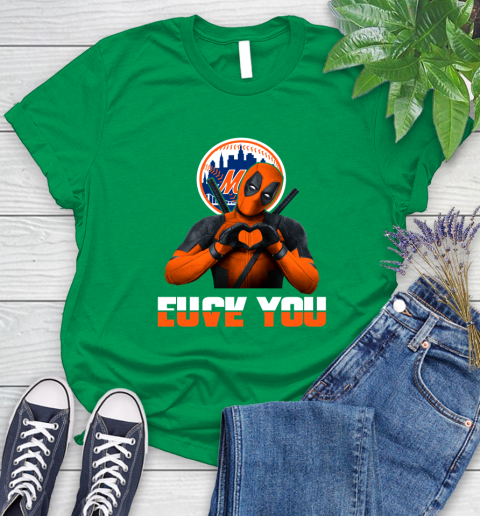 MLB New York Mets Deadpool Love You Fuck You Baseball Sports Women's T-Shirt 9