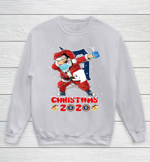 Detroit Tigers Funny Santa Claus Dabbing Christmas 2020 MLB Youth Sweatshirt 3
