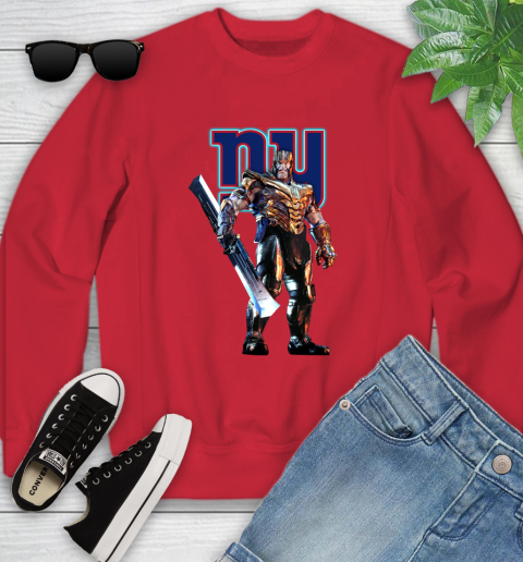 NFL Thanos Gauntlet Avengers Endgame Football New York Giants Youth Sweatshirt 9