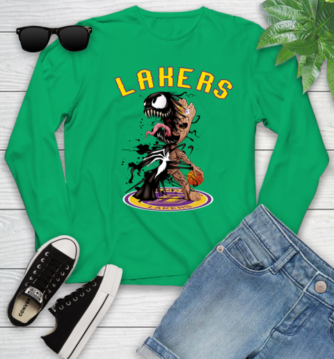 NBA Los Angeles Lakers Basketball Venom Groot Guardians Of The Galaxy Youth Long Sleeve 6