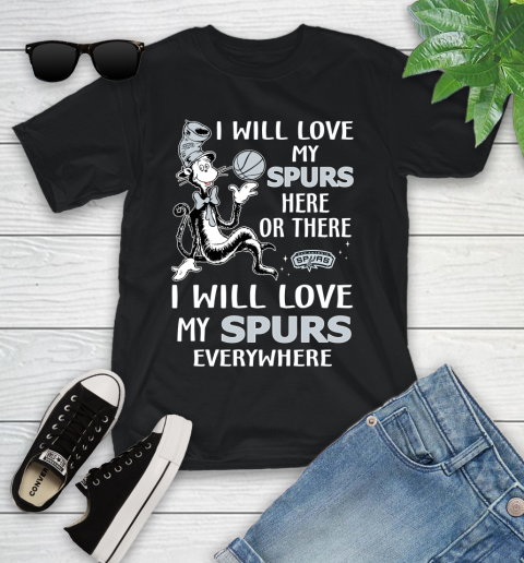 NBA Basketball San Antonio Spurs I Will Love My Spurs Everywhere Dr Seuss Shirt Youth T-Shirt