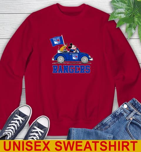 NHL Hockey New York Rangers Pluto Mickey Driving Disney Shirt Sweatshirt 7