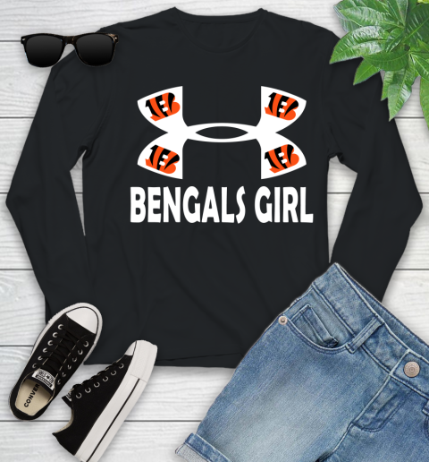 NFL Cincinnati Bengals Girl Under Armour Football Sports Youth Long Sleeve