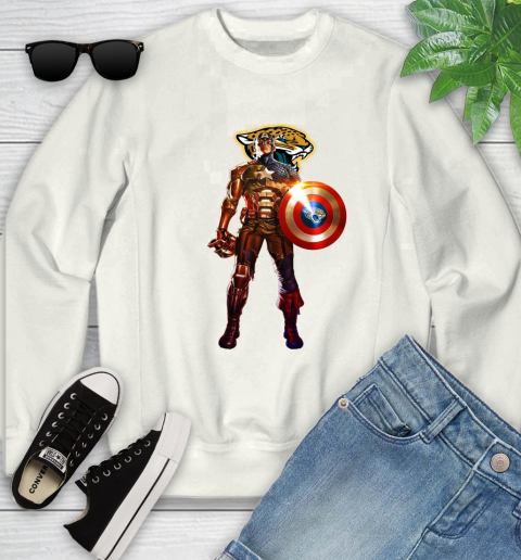 NFL Captain America Marvel Avengers Endgame Football Sports Jacksonville Jaguars Youth Sweatshirt